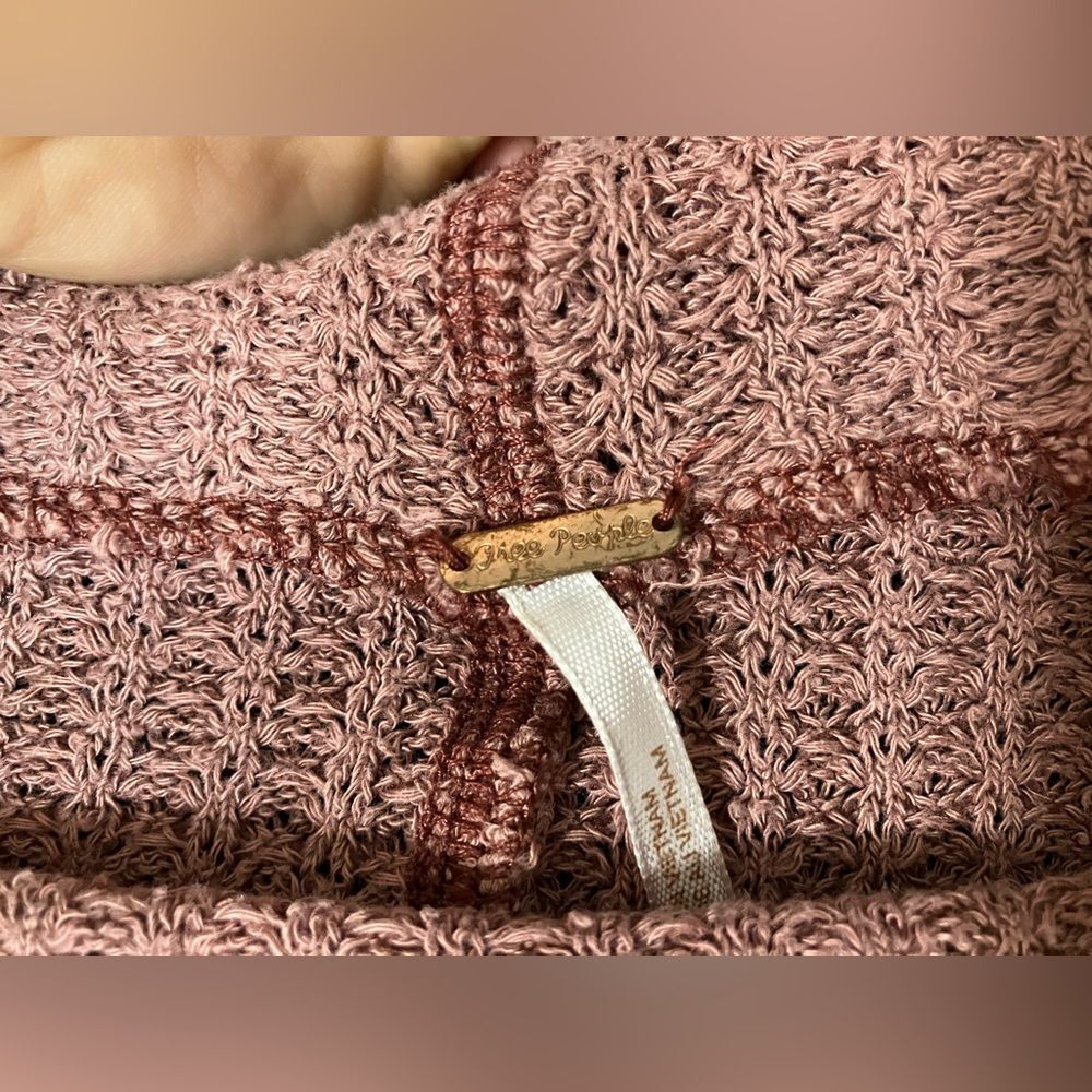 Free People Mercury Waffle Weave Long-Sleeve Sweater Mauve Medium - Picture 2 of 7